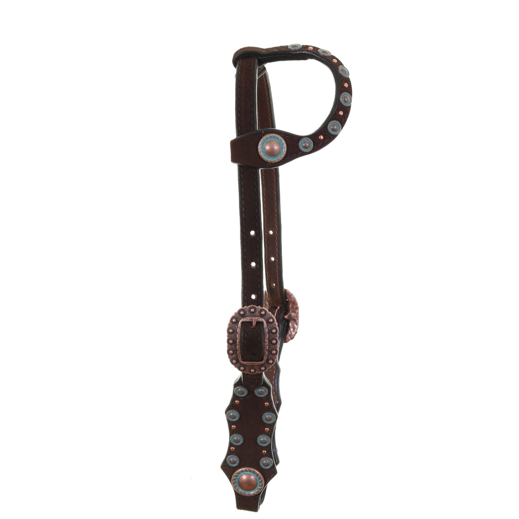 H1271 - Brown Roughout Leather Headstall - Double J Saddlery