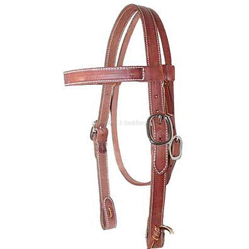 H162 - Harness Leather Straight Browband Headstall - Double J Saddlery