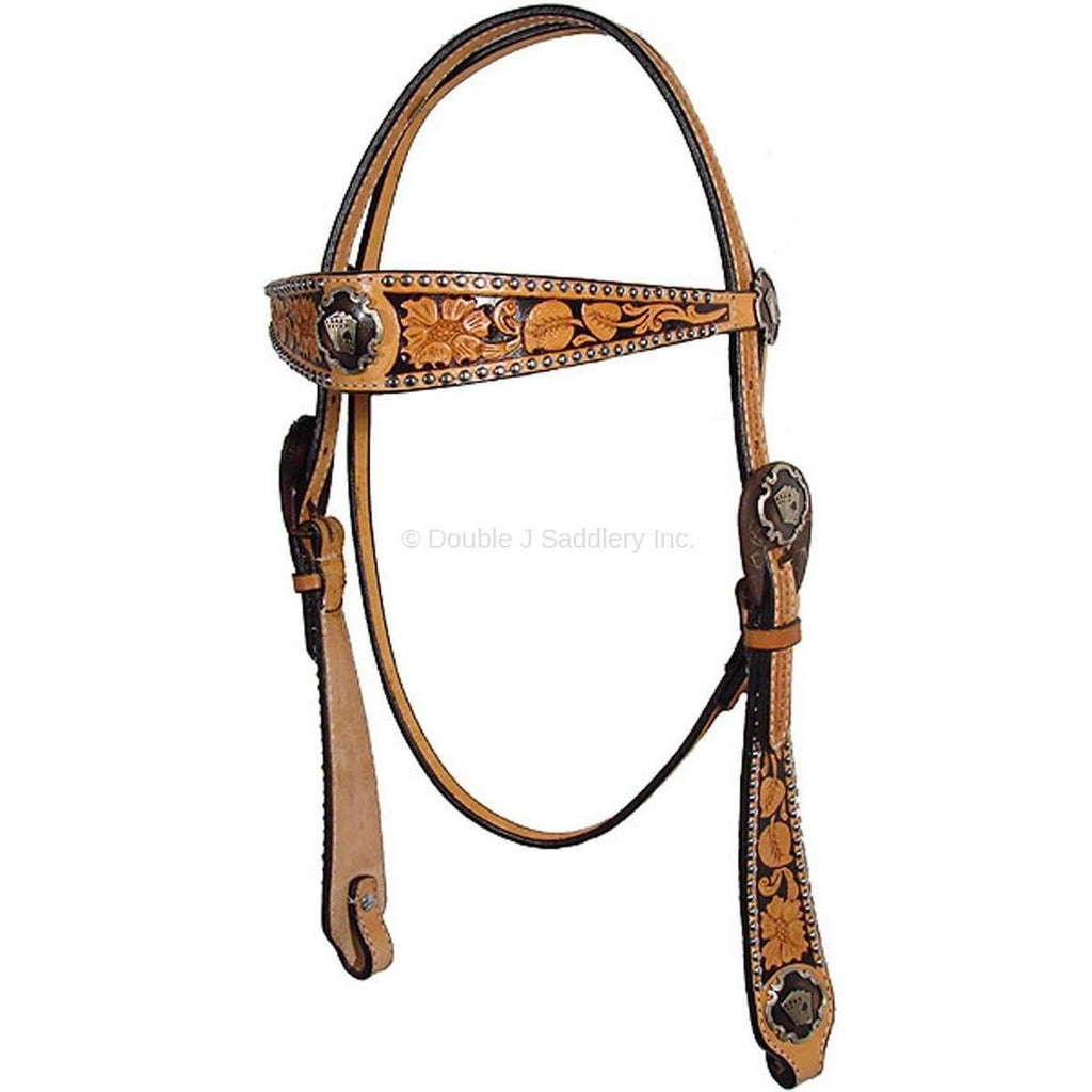 H378 - Hand-Tooled Headstall - Double J Saddlery