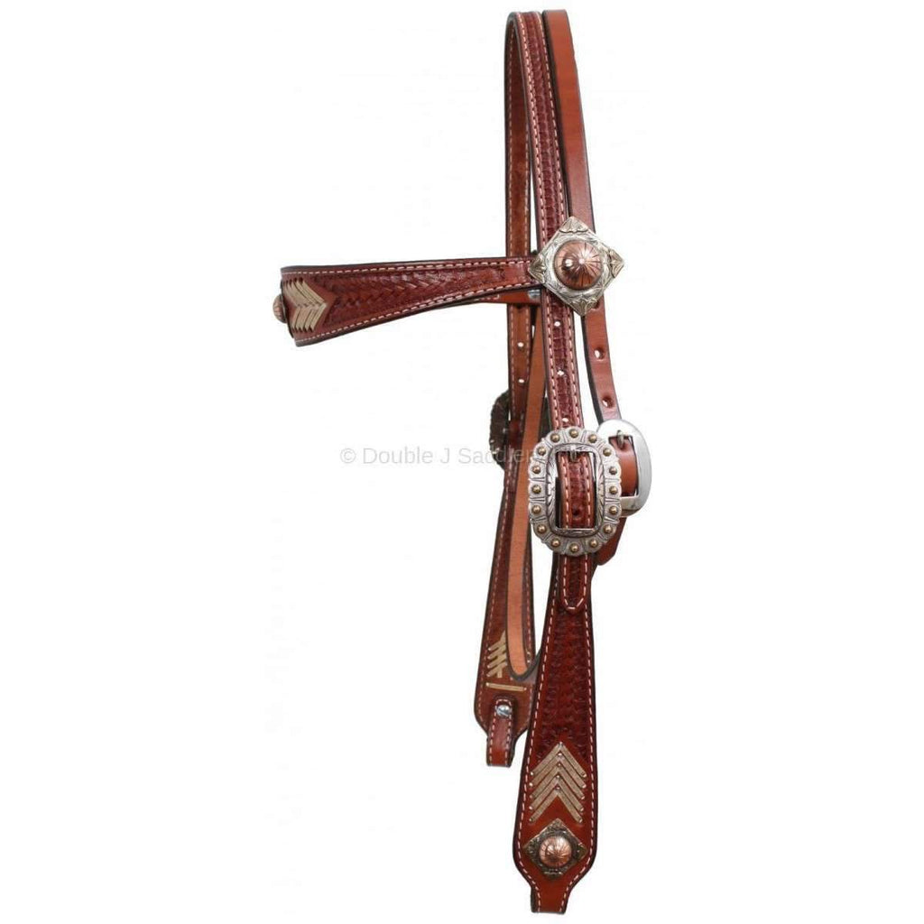 H434 - Hand-Tooled Braided Headstall - Double J Saddlery