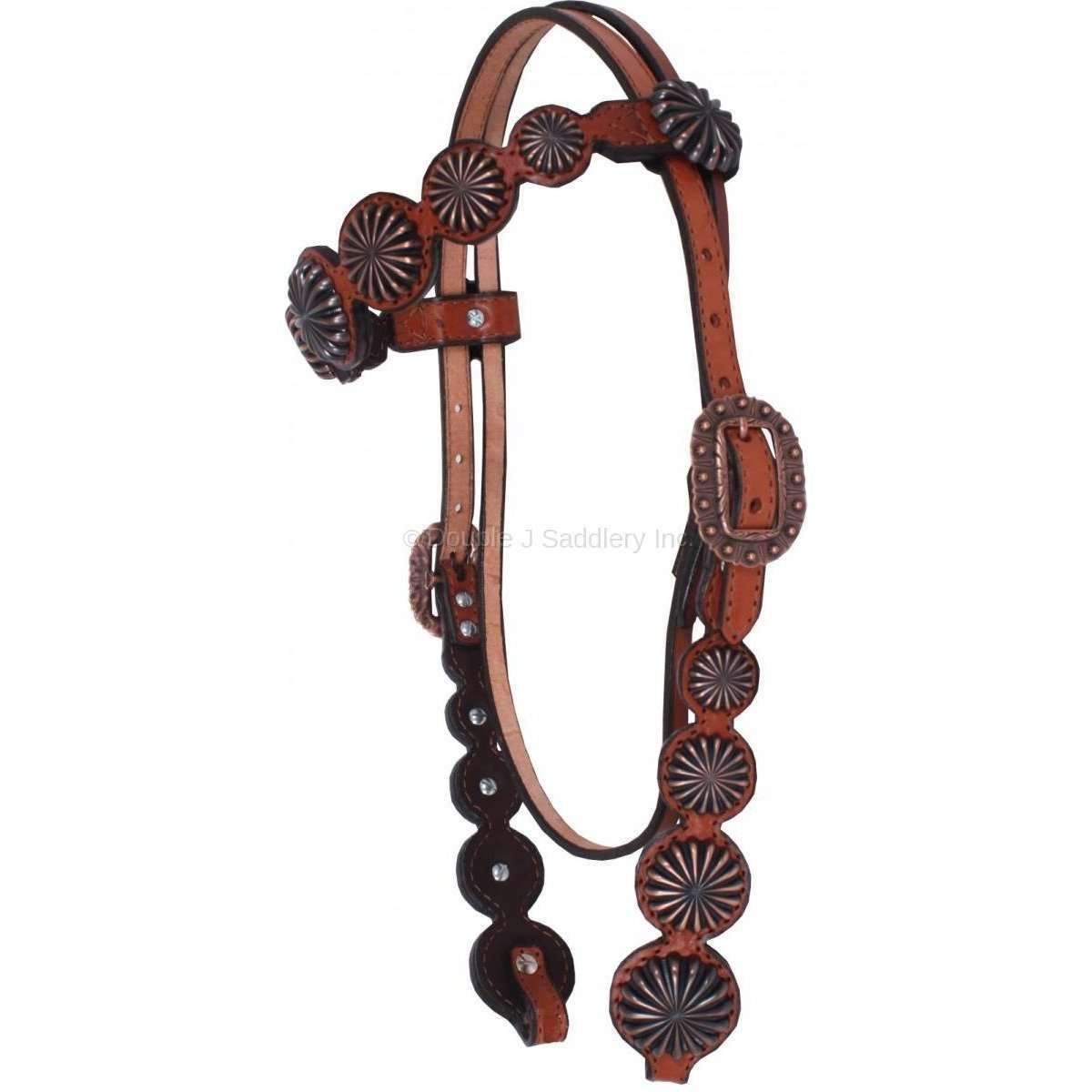 H484 - Chestnut Scalloped Headstall - Double J Saddlery