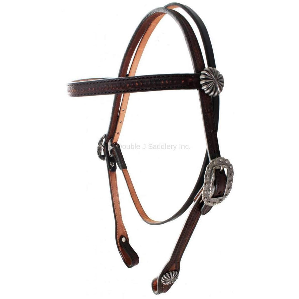 H608 - Brown Vintage Headstall - Double J Saddlery