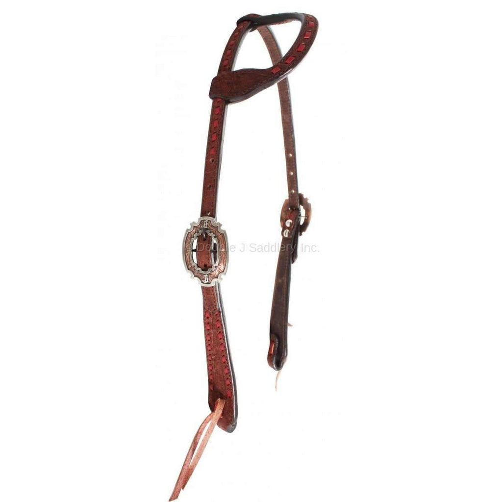 H635 - Brown Rough Out Headstall - Double J Saddlery