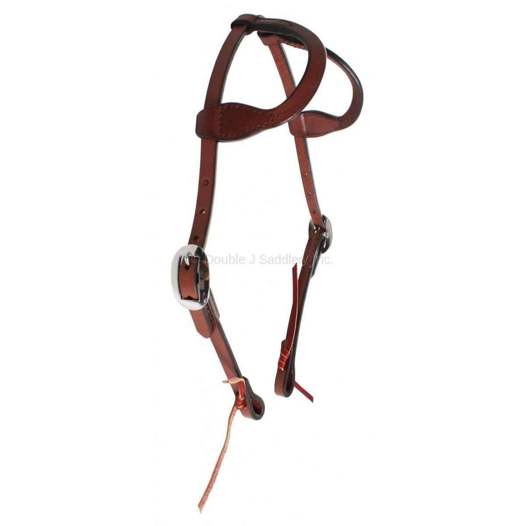 H641A - Brown Leather Double Ear Headstall - Double J Saddlery