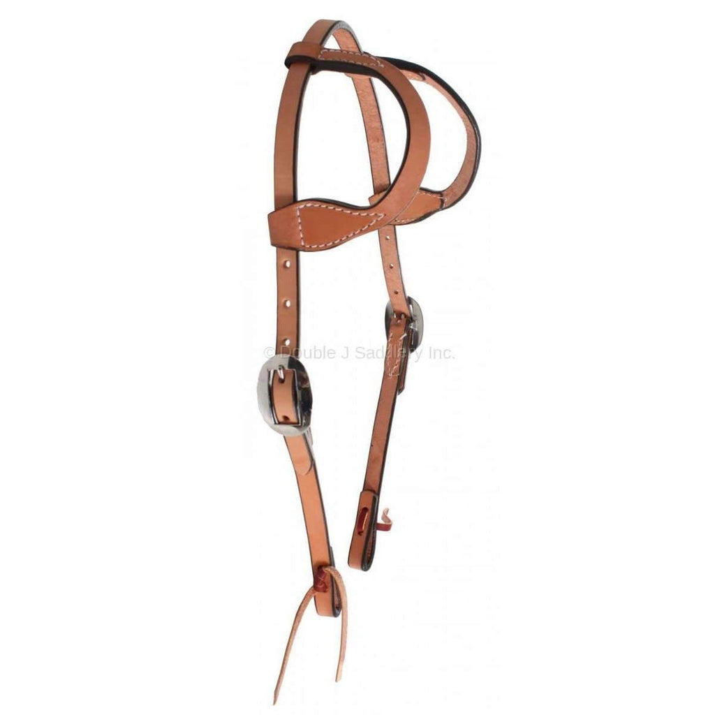 H641B - Natural Leather Double Ear Headstall - Double J Saddlery