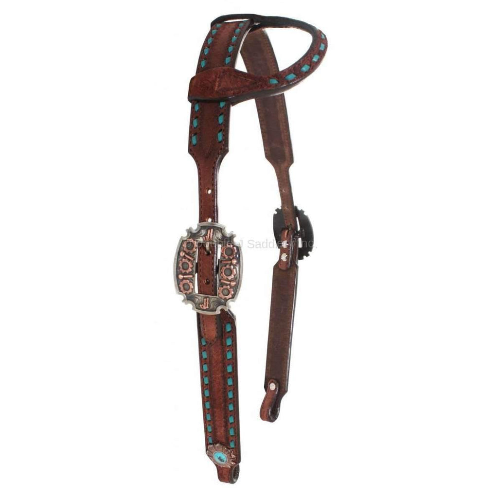 H667 - Brown Rough Out Headstall - Double J Saddlery