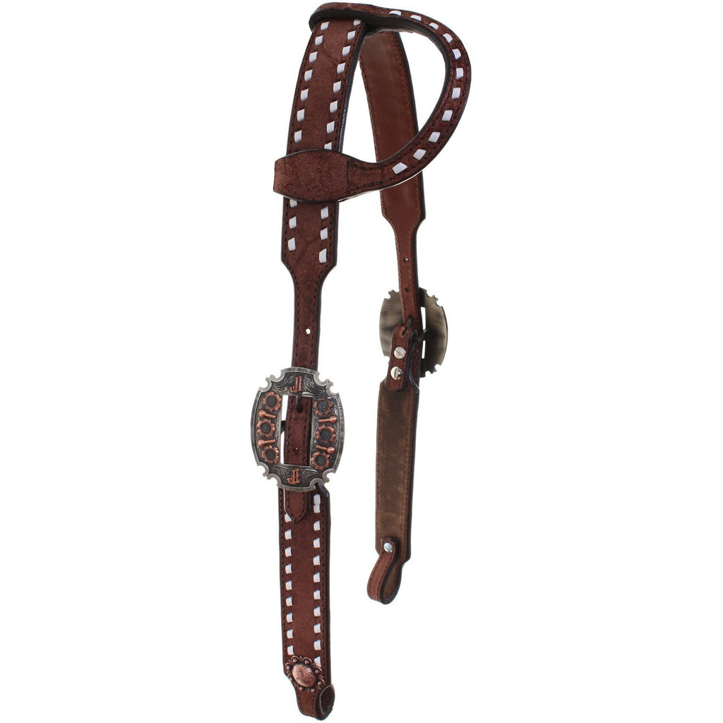 H706A - Brown Rough Out Single Ear Headstall - Double J Saddlery