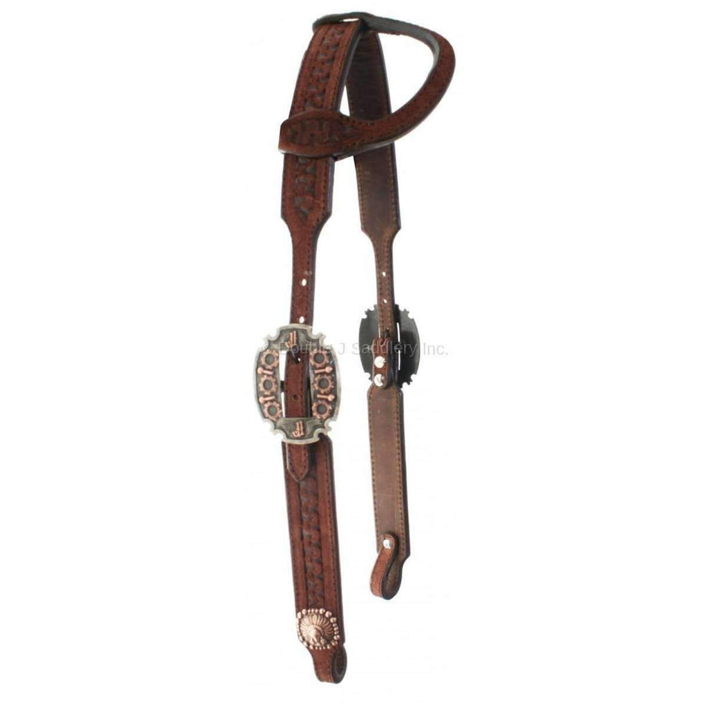 H710 - Brown Rough Out Single Ear Headstall - Double J Saddlery