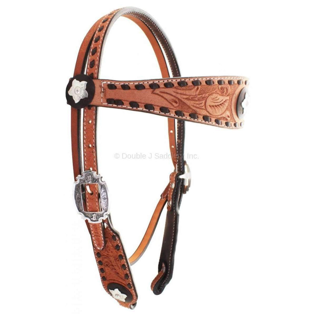 H713 - Natural Rough Out with Pozzi Floral Tooling - Double J Saddlery