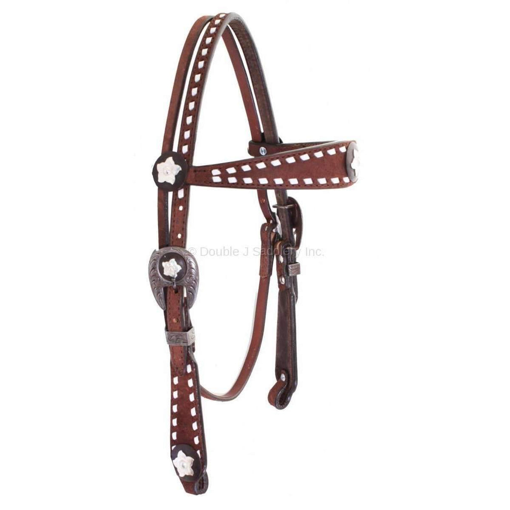 H738 - Brown Rough Out Headstall - Double J Saddlery