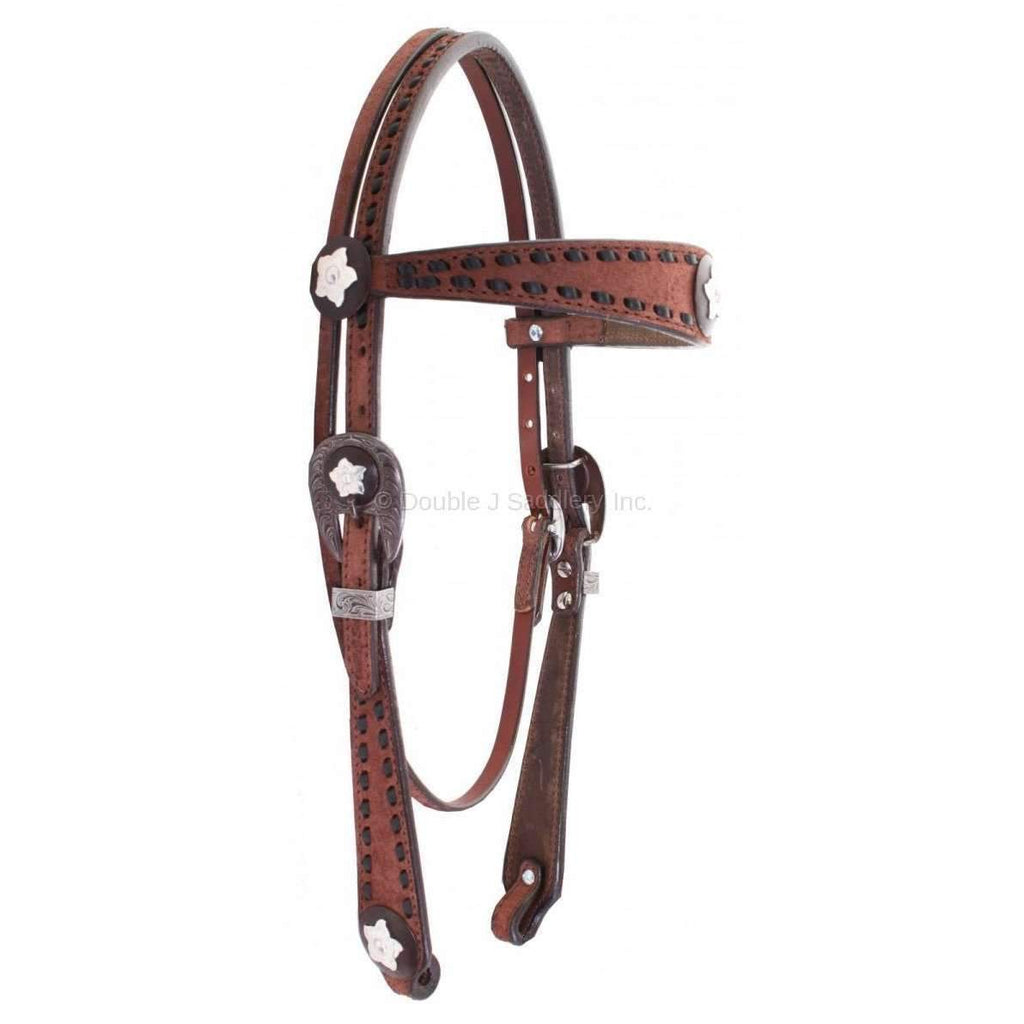 H739 - Brown Rough Out Headstall - Double J Saddlery