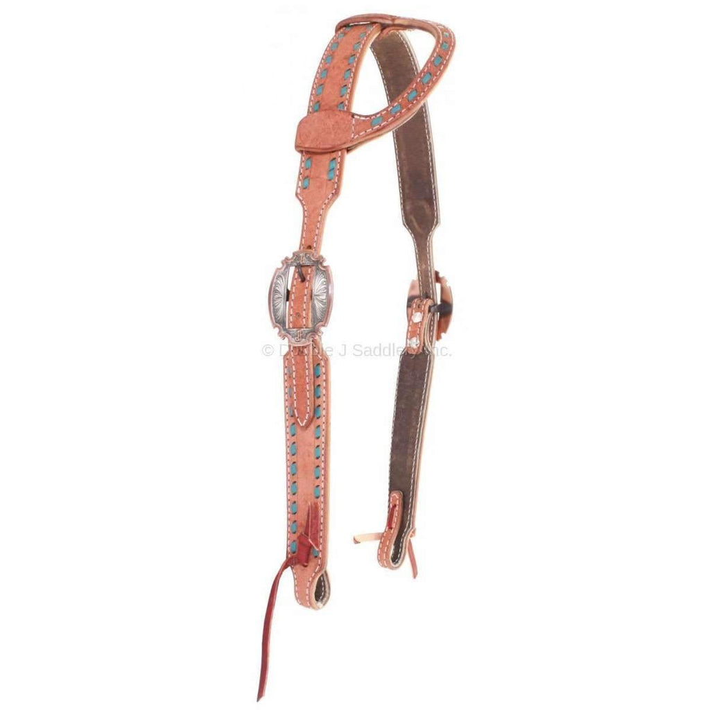 H778 - Natural Rough Out Single Ear Headstall - Double J Saddlery