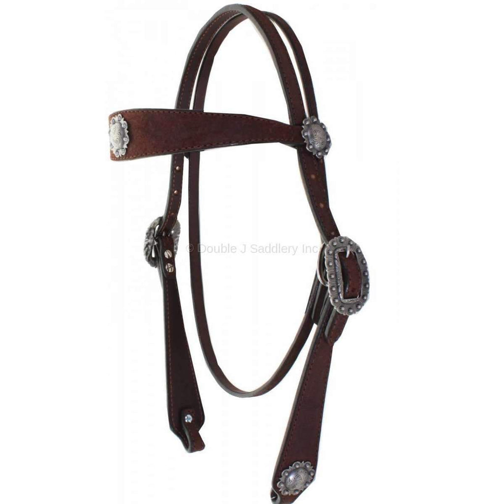 H823A - FAST SHIP Brown Rough Out Headstall - Double J Saddlery