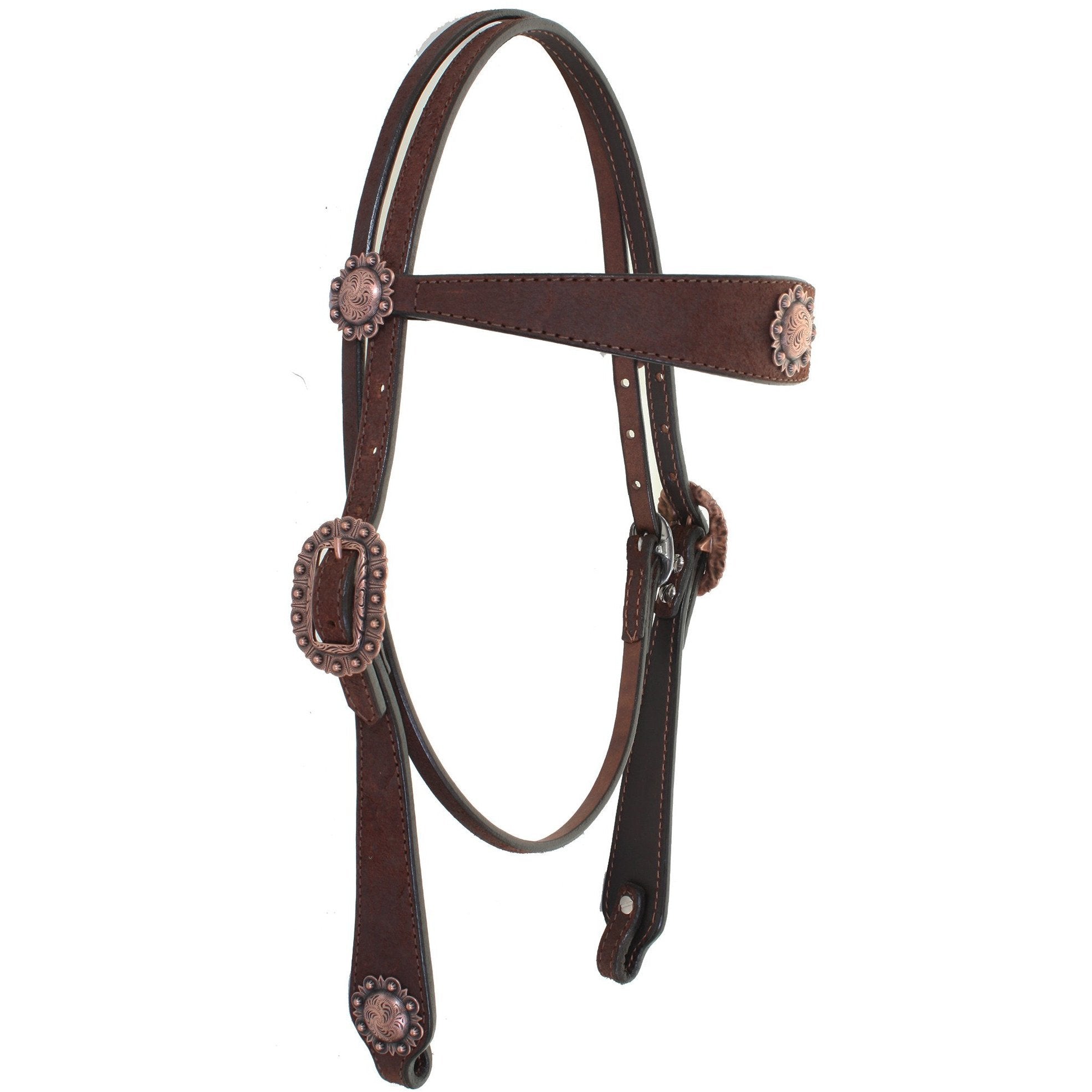 H823AC - FAST SHIP Brown Rough Out Headstall - Double J Saddlery