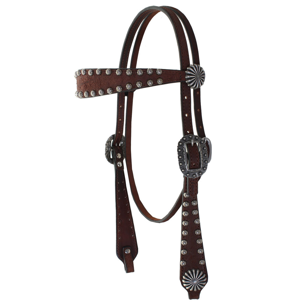 H823D - FAST SHIP Brown Rough Out Headstall - Double J Saddlery