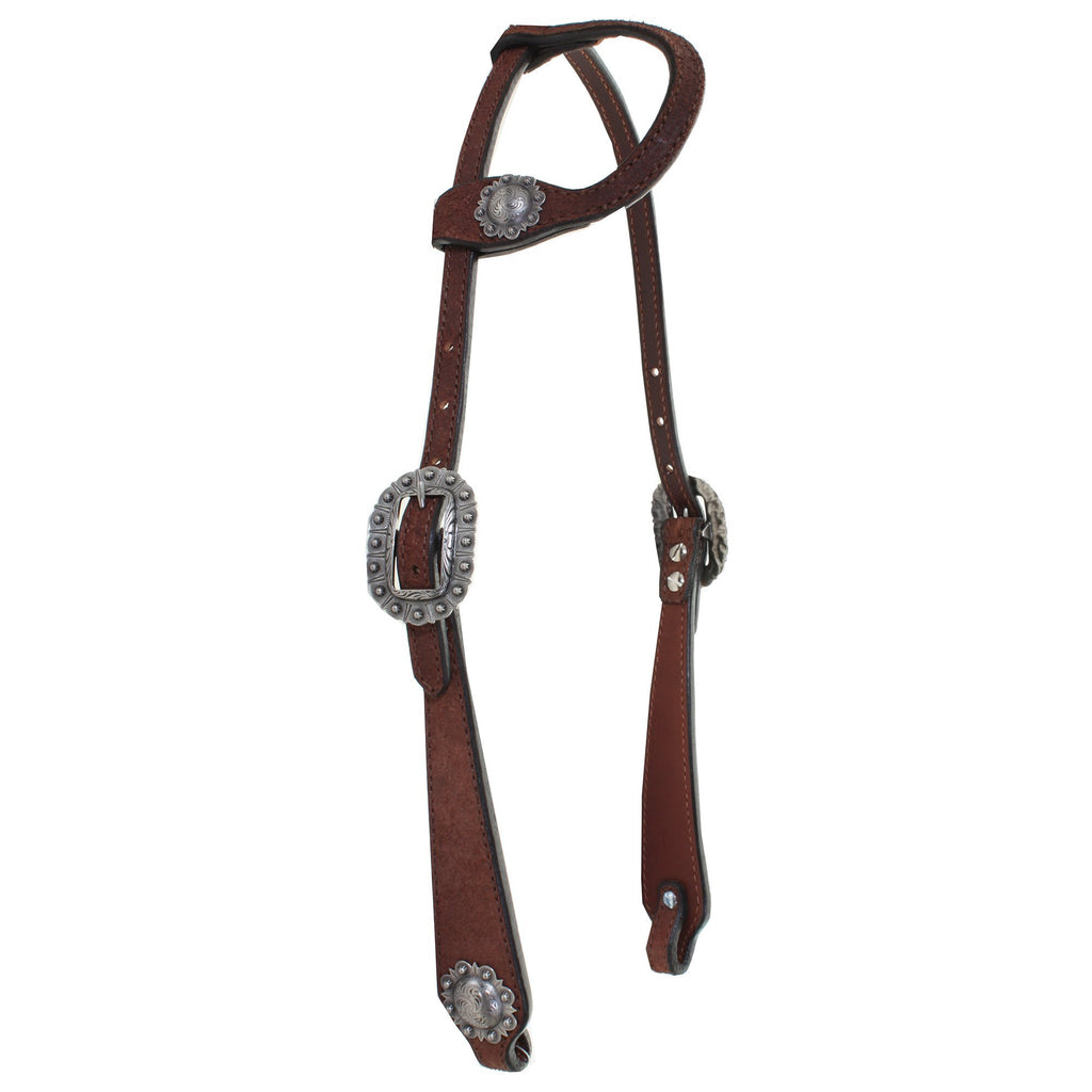 H824A - FAST SHIP Brown Rough Out Single Ear Headstall - Double J Saddlery