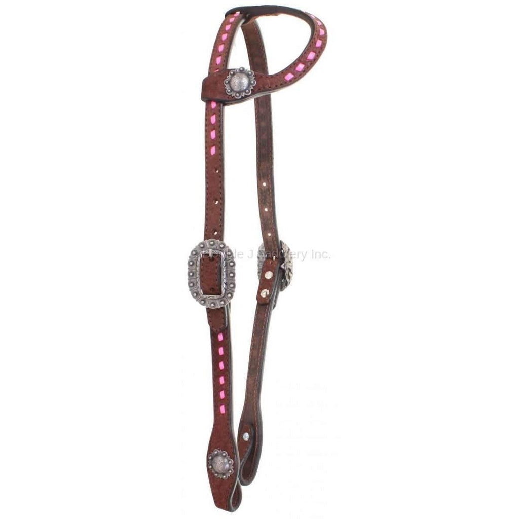 H825A - Brown Rough Out Single Ear Headstall - Double J Saddlery