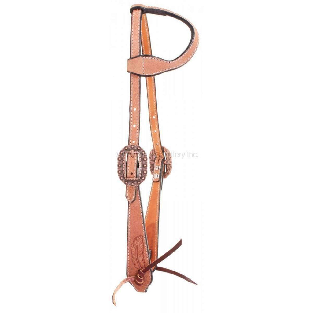 H828 - Natural Rough Out Single Ear Headstall - Double J Saddlery