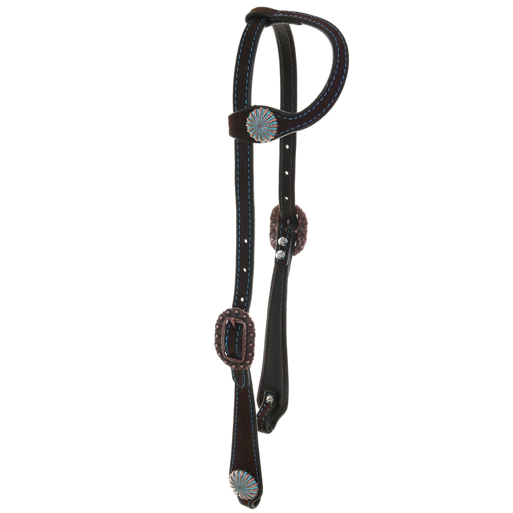 H829A - Brown Rough Out Single Ear Headstall - Double J Saddlery