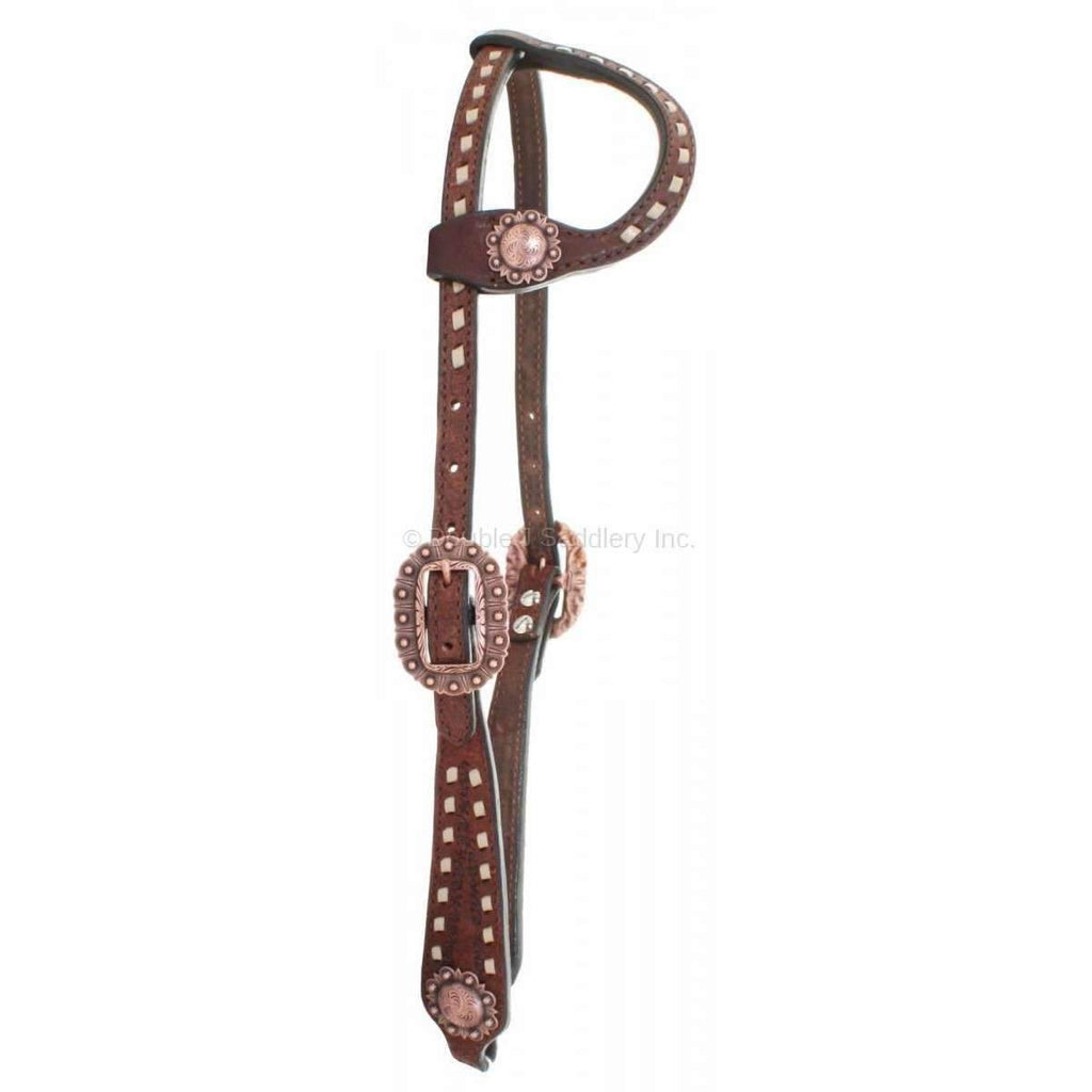 H831 - Brown Rough Out Single Ear Headstall - Double J Saddlery