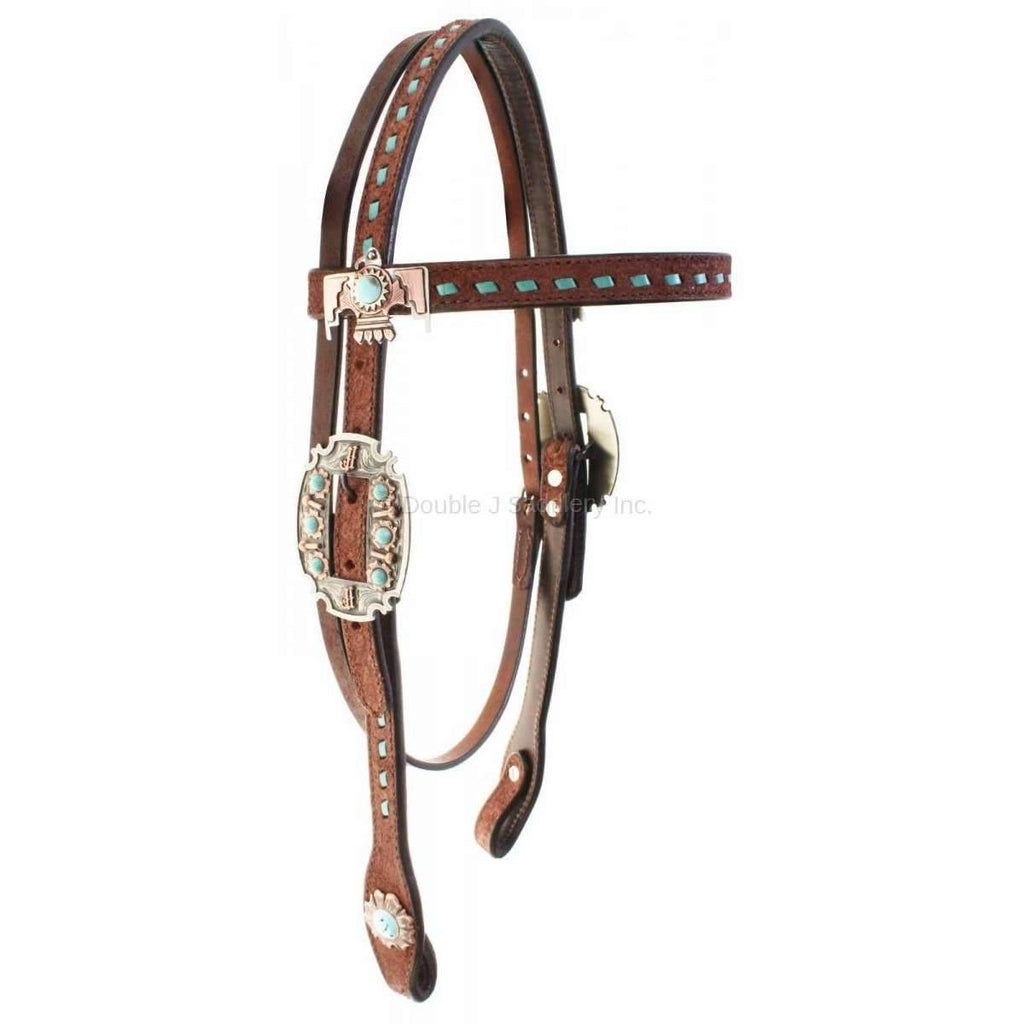 H832 - Brown Rough Out Headstall - Double J Saddlery