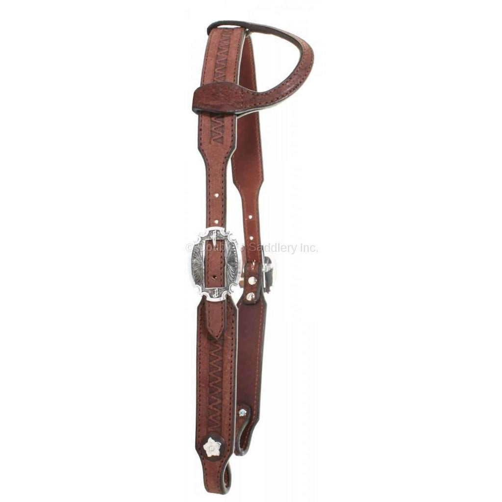 H834 - Brown Rough Out Single Ear Headstall - Double J Saddlery