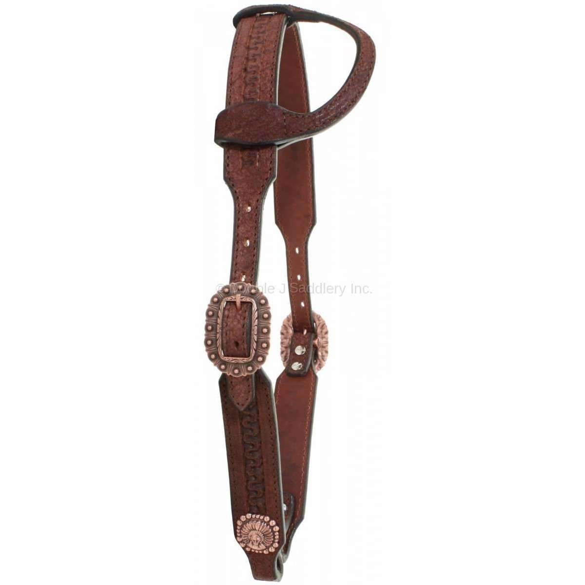 H836 - Brown Rough Out Single Ear Headstall - Double J Saddlery