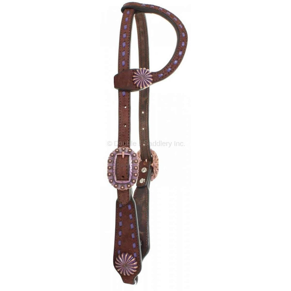 H837 - Brown Rough Out Single Ear Headstall - Double J Saddlery