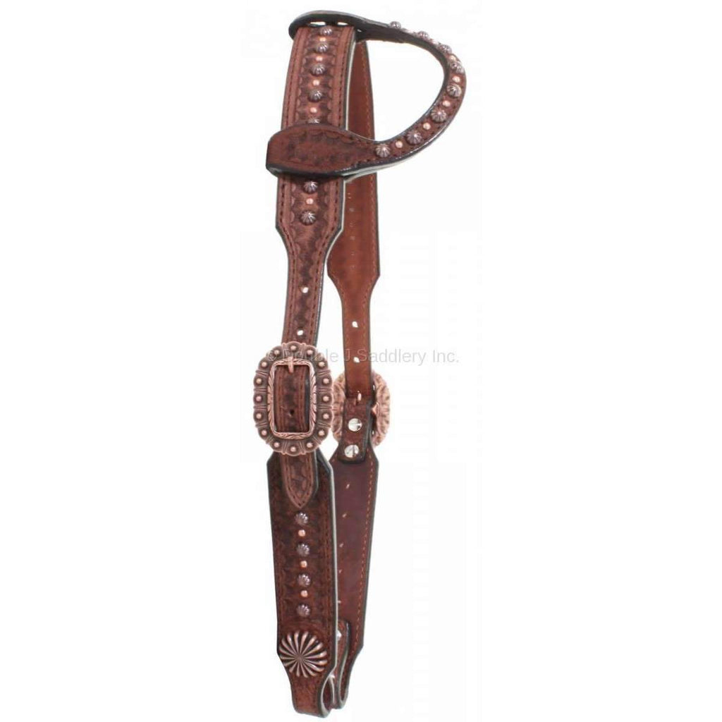 H844 - Brown Rough Out Single Ear Headstall - Double J Saddlery