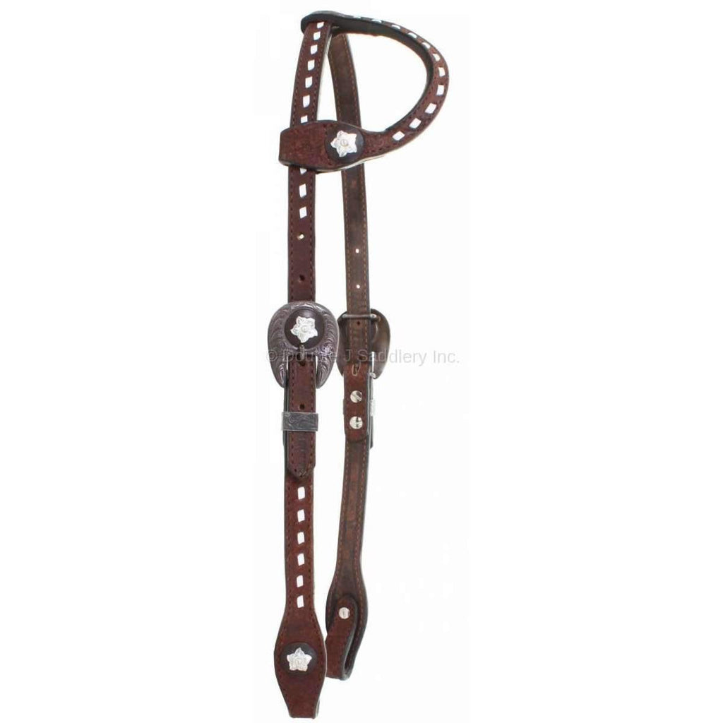H846 - Brown Rough Out Single Ear Headstall - Double J Saddlery