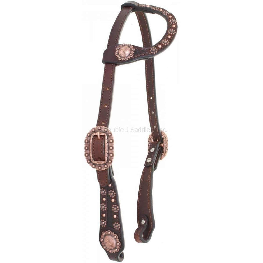 H849 - Brown Leather Single Ear Headstall - Double J Saddlery