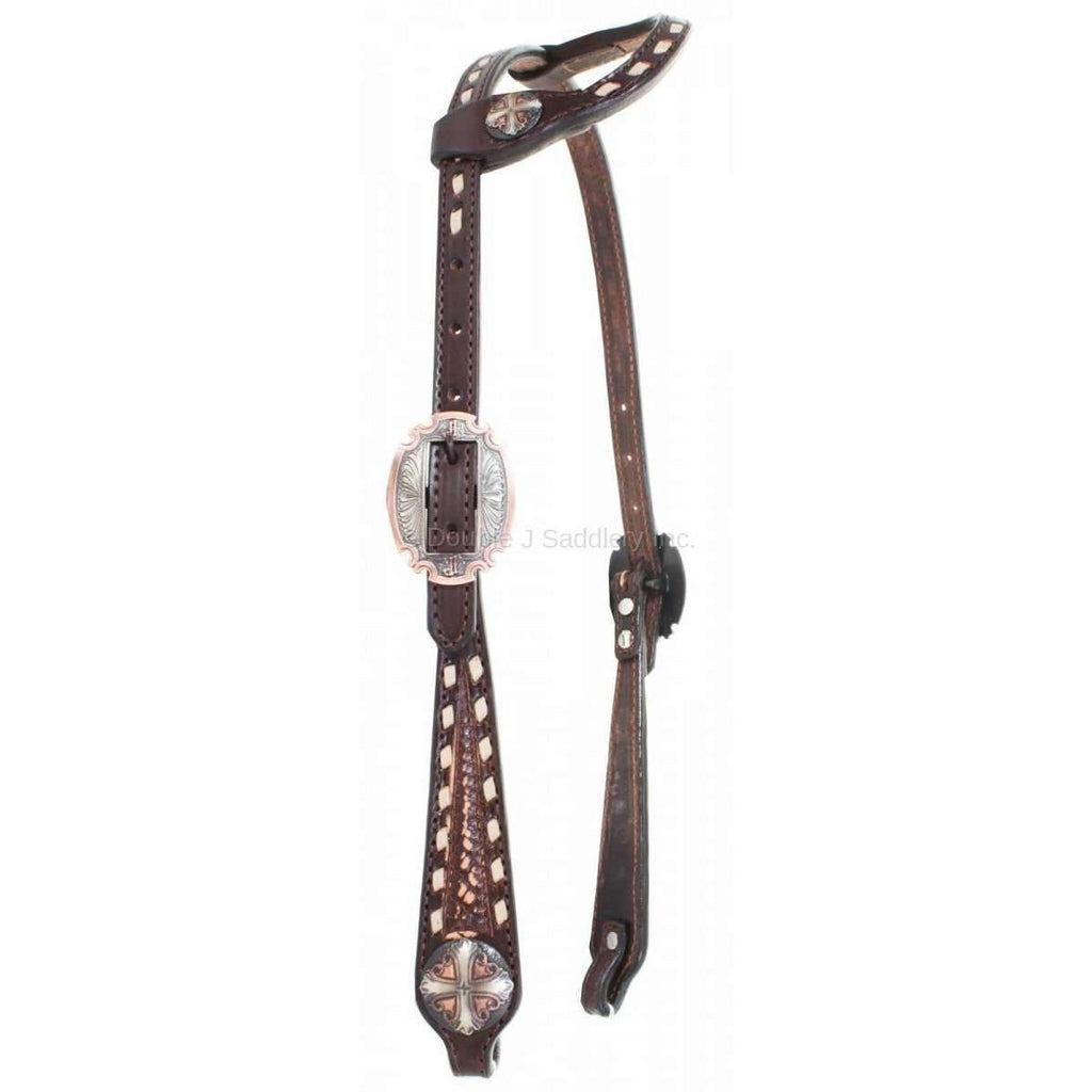 H854 - Brown Vintage Single Ear Headstall - Double J Saddlery