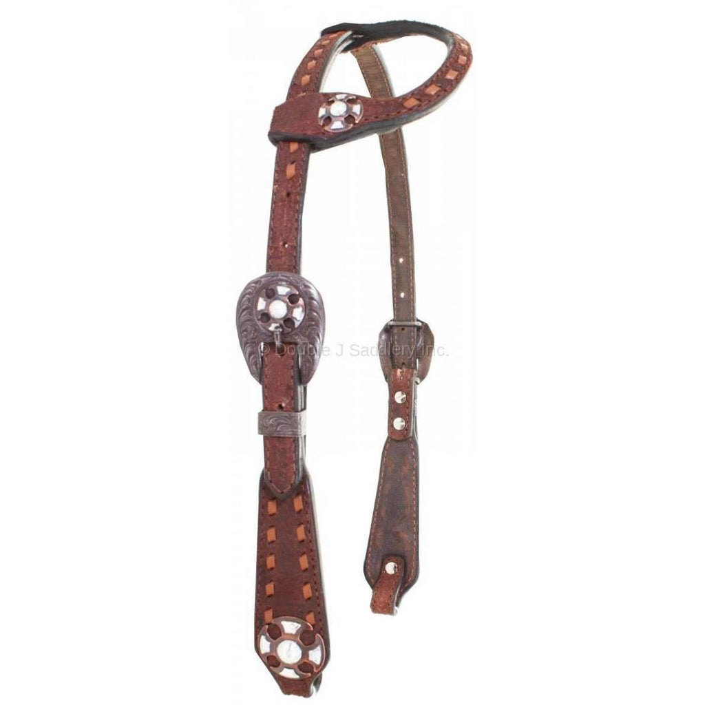 H858 - Brown Rough Out Single Ear Headstall - Double J Saddlery