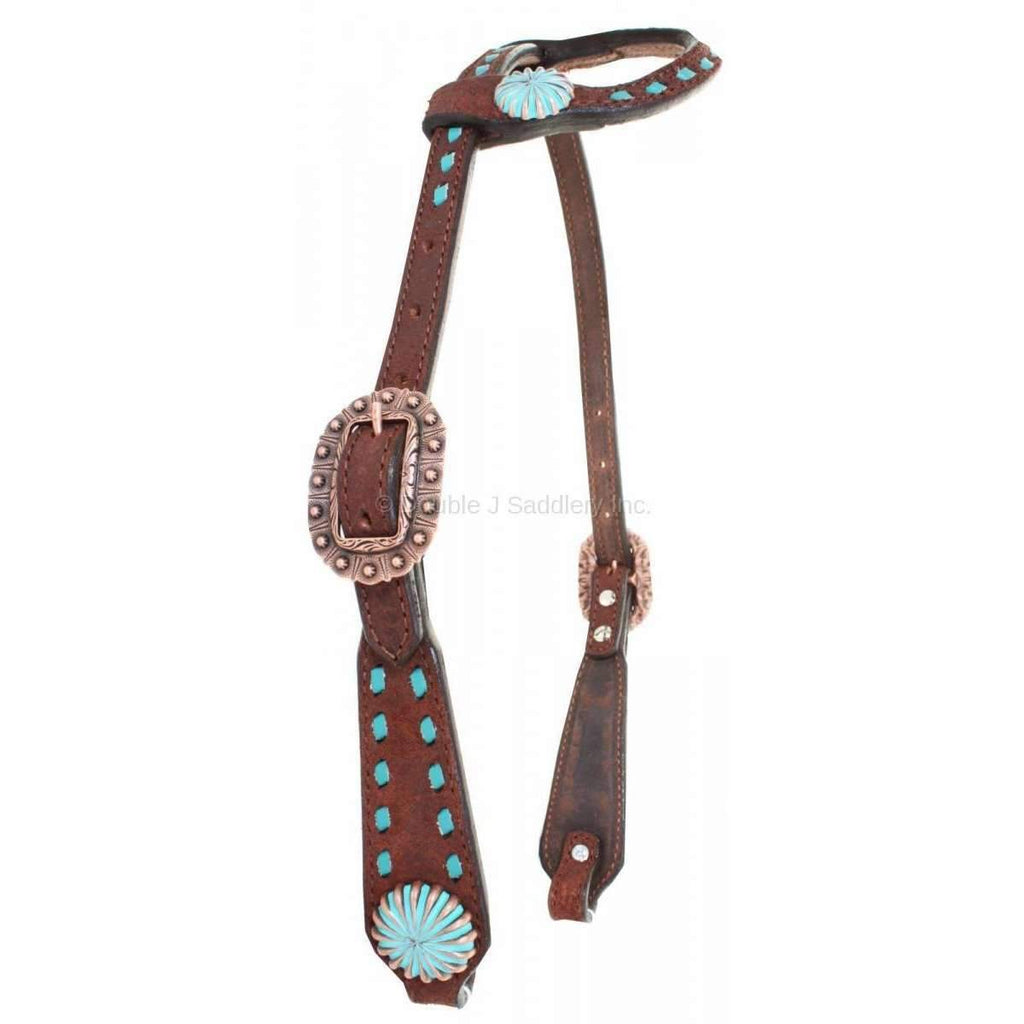 H860 - Brown Rough Out Single Ear Headstall - Double J Saddlery