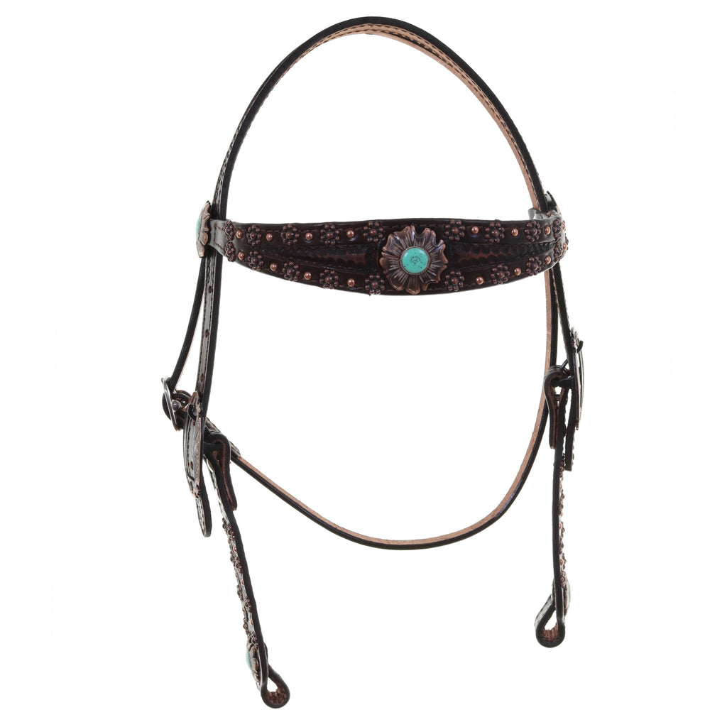 H862A - Brown Vintage Headstall - Double J Saddlery
