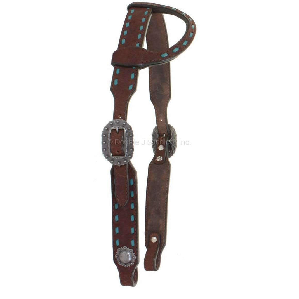 H912 - Brown Rough Out Single Ear Headstall - Double J Saddlery