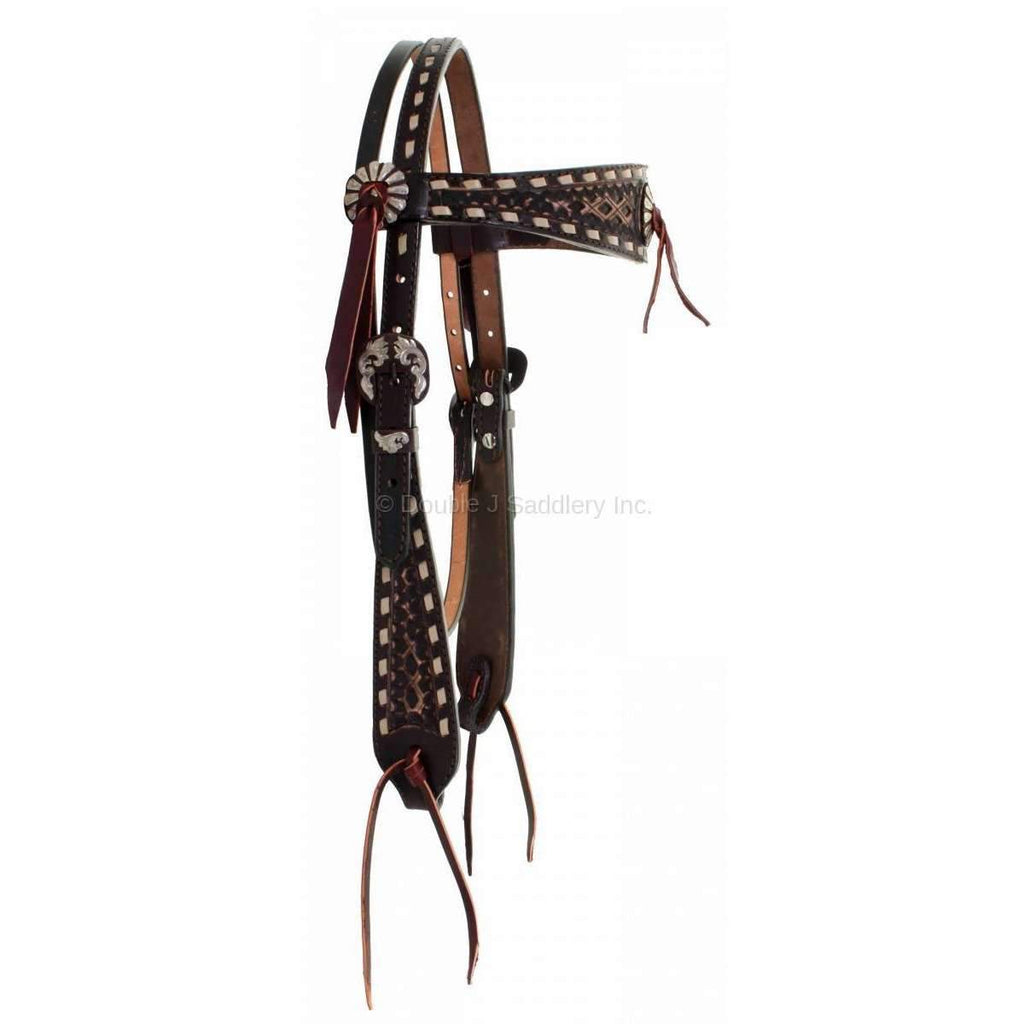 H913 - Brown Vintage Headstall - Double J Saddlery