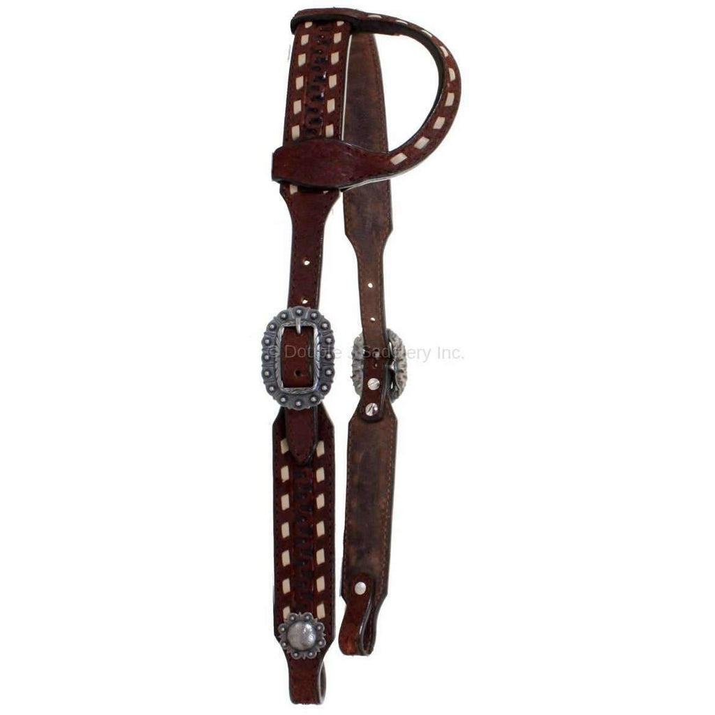 H916 - Brown Rough Out Single Ear Headstall - Double J Saddlery