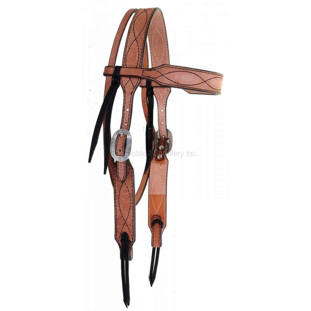 H926A - Natural Rough Out Leather Headstall - Double J Saddlery