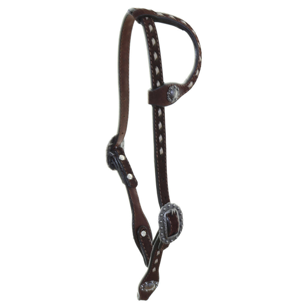 H931AC- Brown Roughout Single Ear Headstall - Double J Saddlery