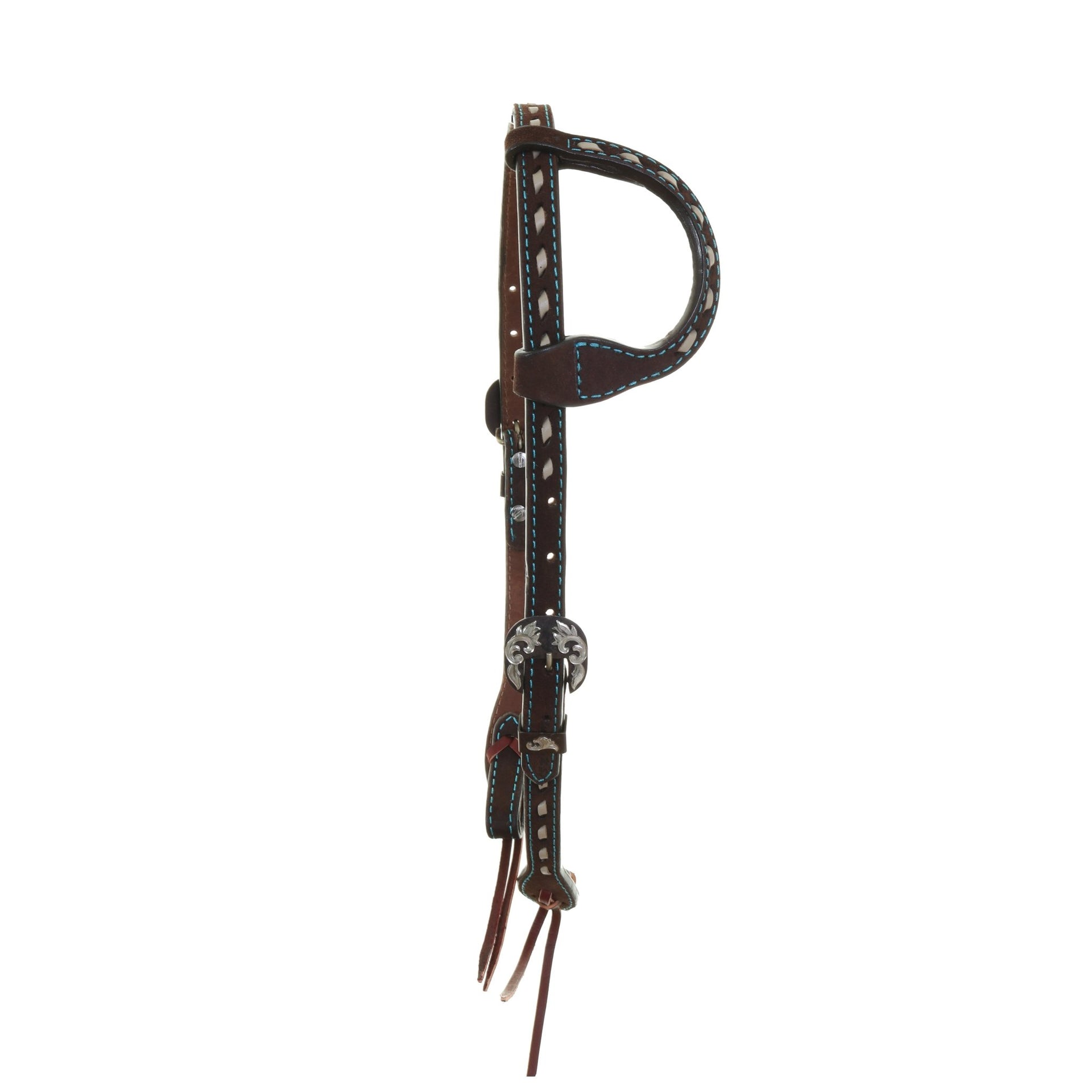 Scott Thomas Saddlery Latigo Rough Out Slit Ear Headstall with White Buckstitch main image 0