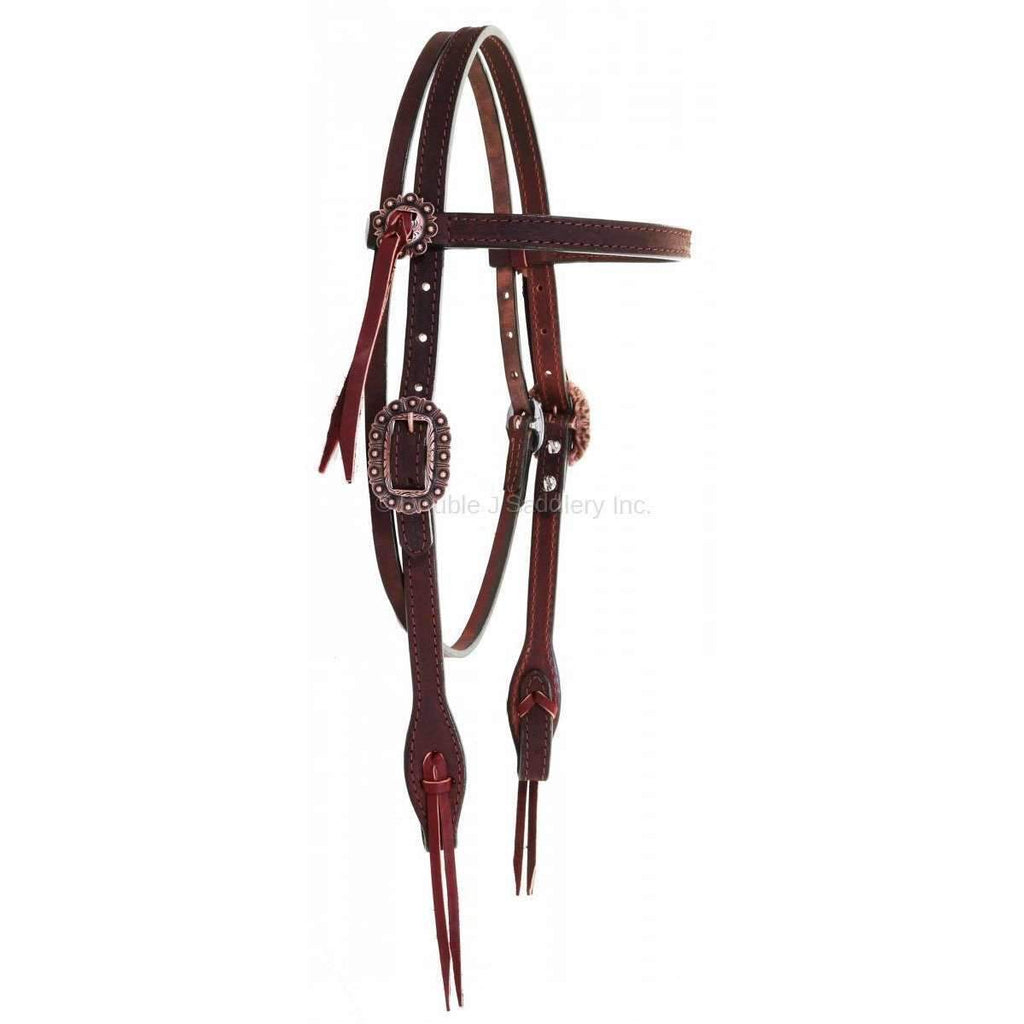 H964A - FAST SHIP Brown Rough Out Headstall - Double J Saddlery