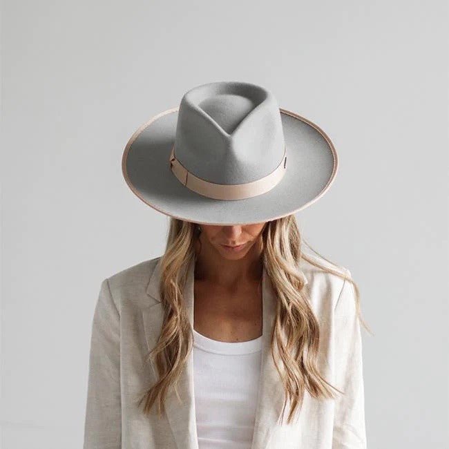 HAT25 - The Monroe Rancher - Light Grey/Tan Trim - Double J Saddlery