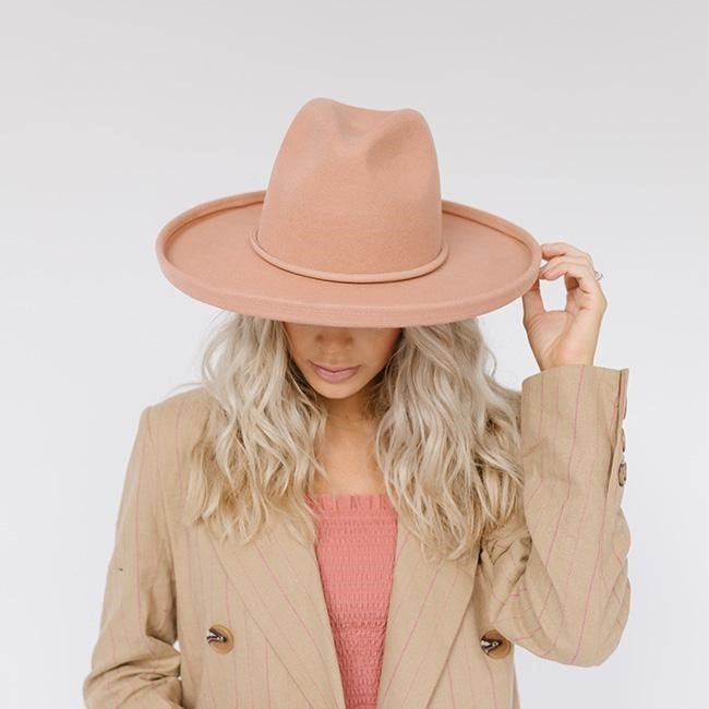 HAT28 - The Cara Loren - Pencil Brim Hat - Dusty Pink - Double J Saddlery