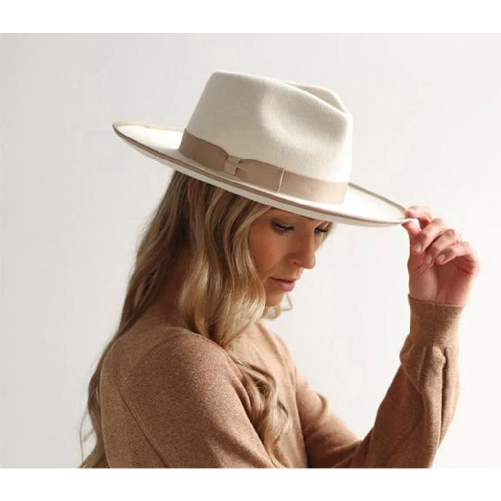 HAT33 - The Monroe Rancher - Cream/Tan Trim - Double J Saddlery