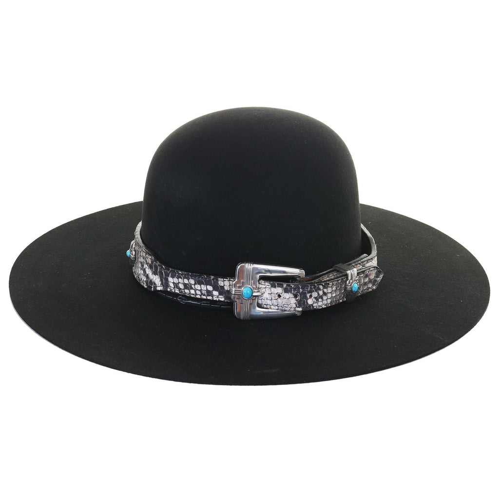 HATB01A - Cobra Snake Print Concho Hat Band - Double J Saddlery