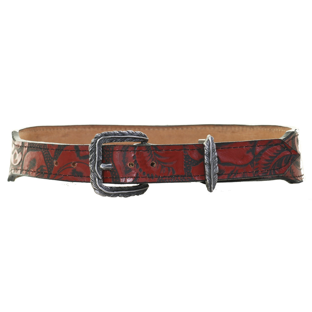 HATB23 - Red Antique Floral Hat Band - Double J Saddlery