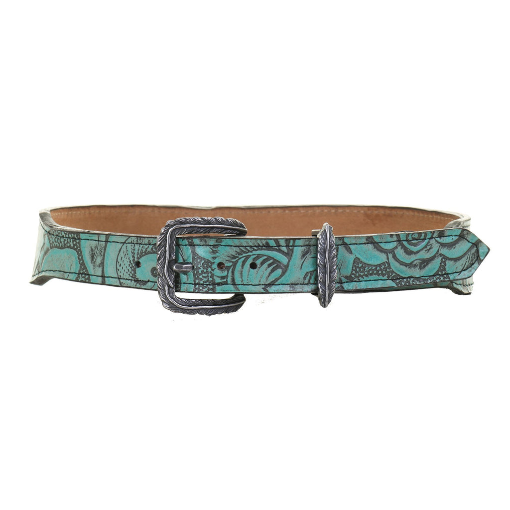 HATB24 - Turquoise Antique Floral Hat Band - Double J Saddlery