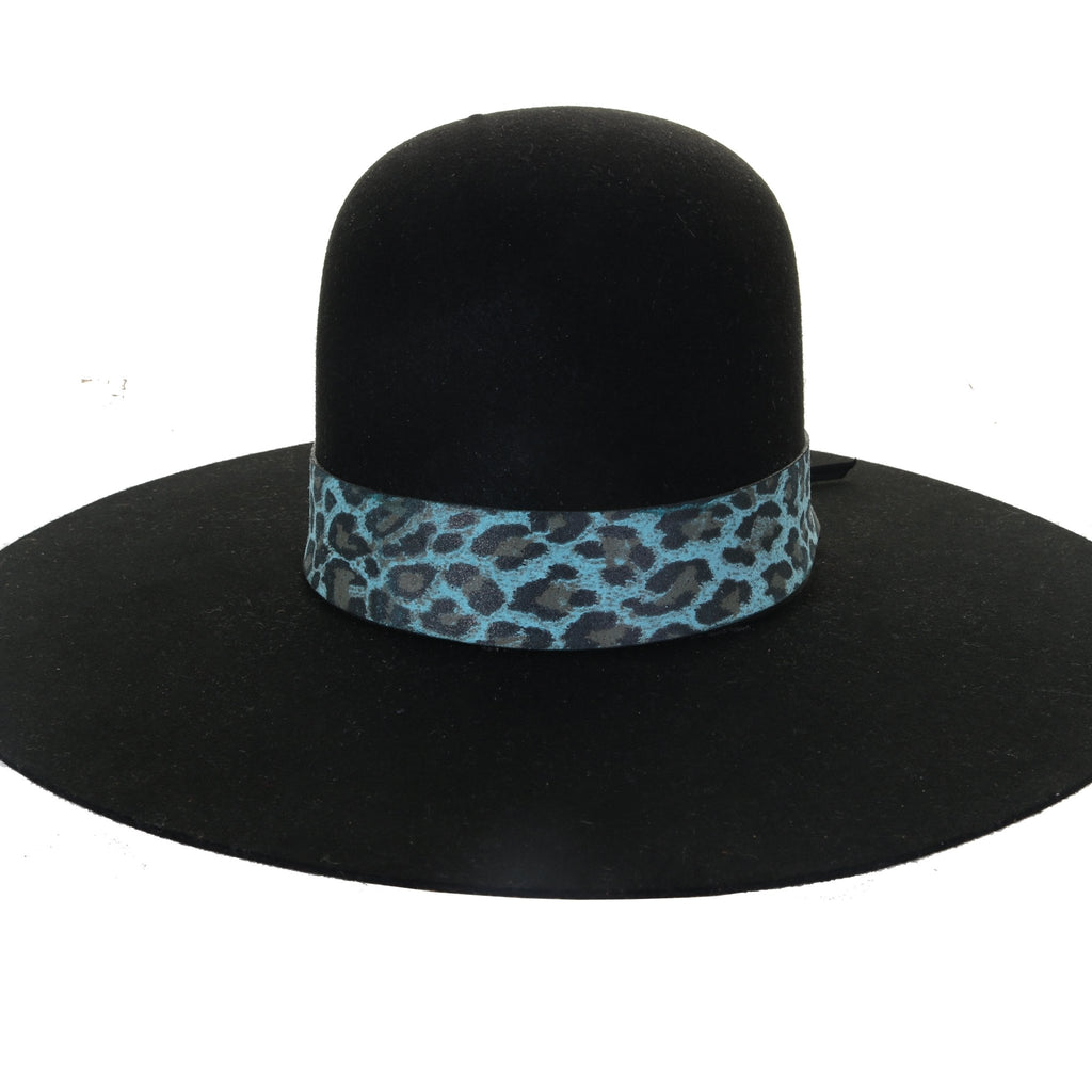 HATB36 - Turquoise Cheetah Suede Hat Band - Double J Saddlery