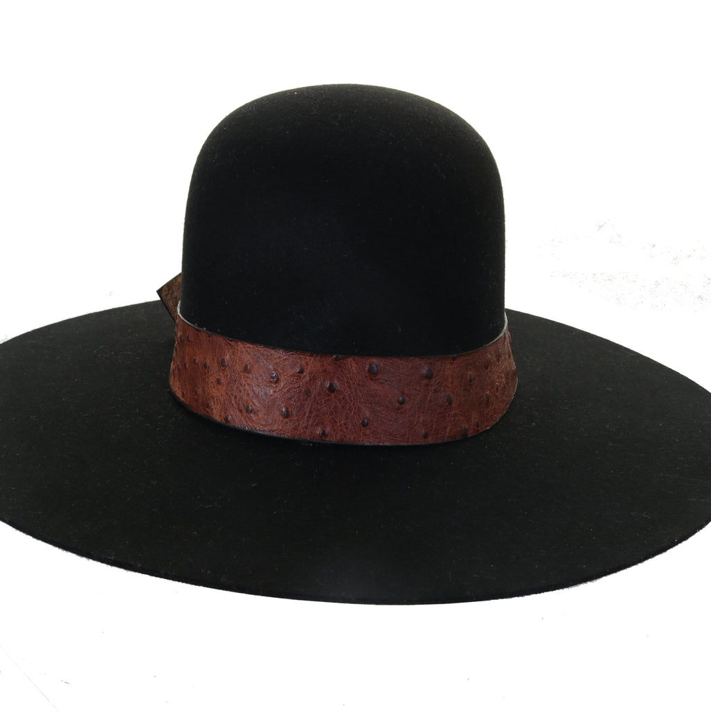 HATB39 - Vintage Cognac Ostrich Print Hat Band - Double J Saddlery